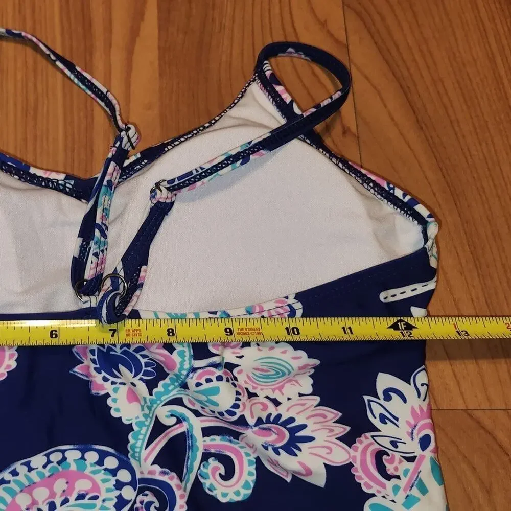 Paisley Pattern Blue Girls Swimsuit || 13/14 EUC